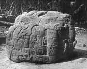 Zoomorph P  wird auch als grosse Schildkröte bezeichnet (Maudslay) und ist  vollständig mit Motiven und Glyphen bedeckt.